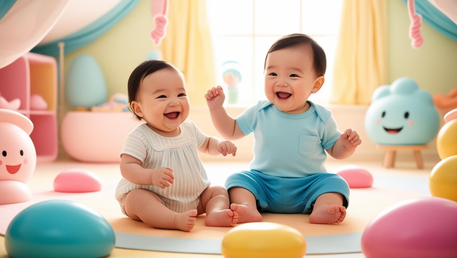 Happy children playing with toys